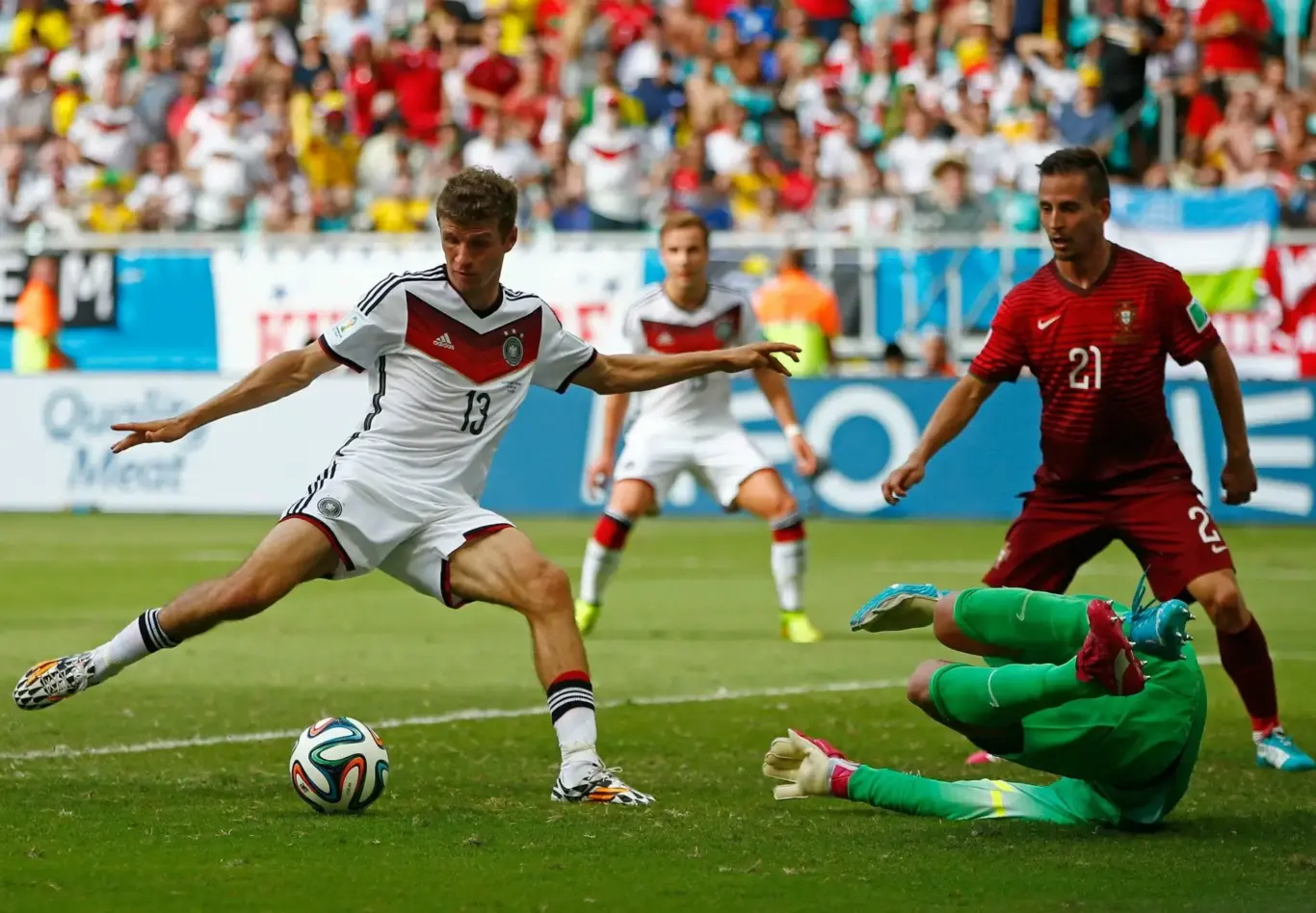 Germany vs Portugal shot on goal illustrating decisive moments and the excitement of downloading the 1xBet APP